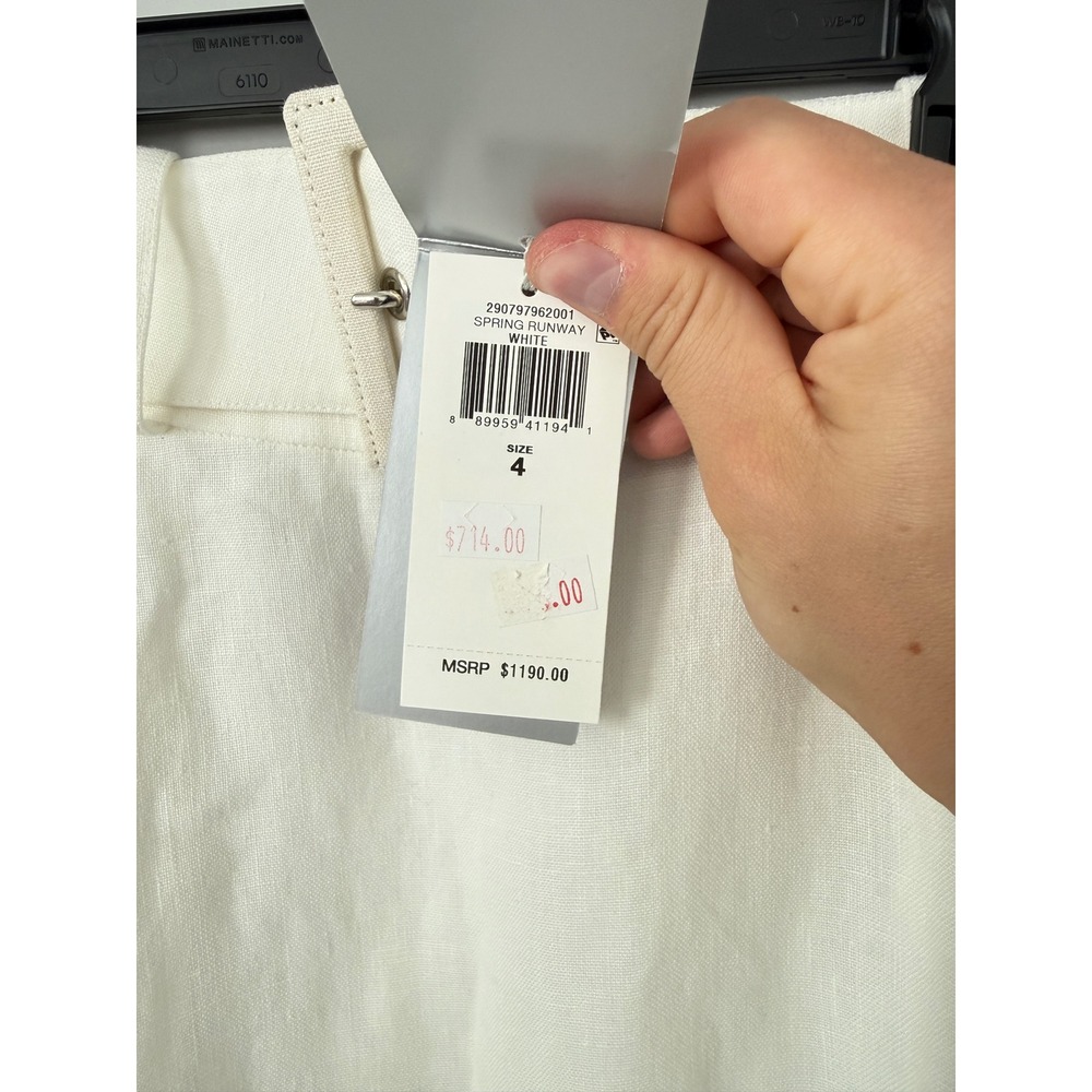 Ralph Lauren Purple Label Spring Runway White Linen Belted Midi Skirt Size 4 NEW - Picture 4 of 9